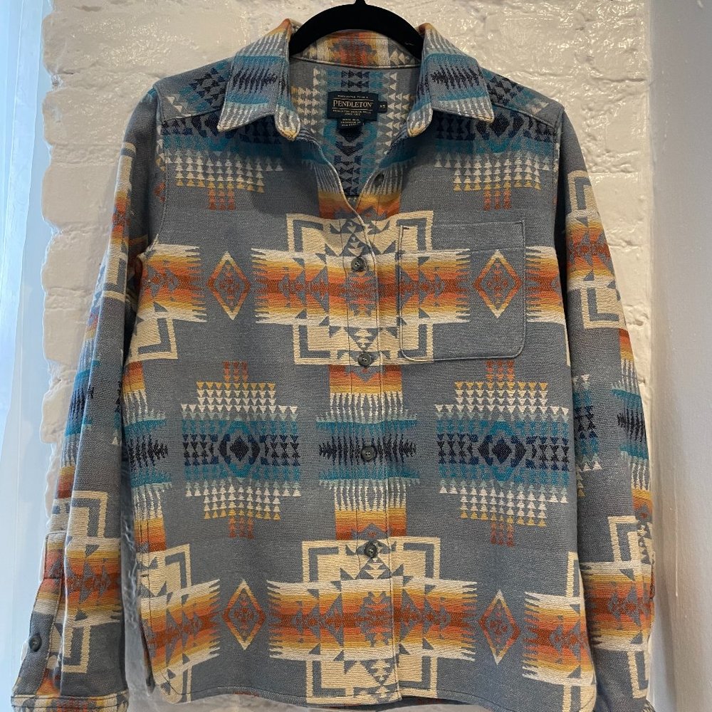 Pendleton Dusty Blue Jacquard Wool Lodge Shirt